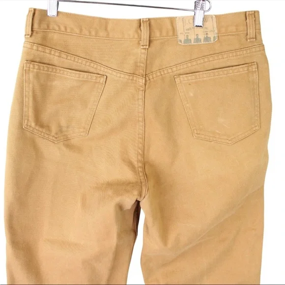VTG J Crew Jeans Mens 32x 31 Khaki Tan Oarsman Pants For The Long Pull USA Made